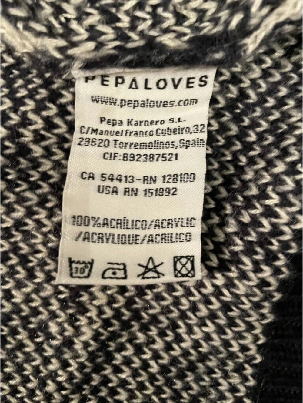 Pepaloves Womens Cardigan Sweater Black Abstract SS Tight Knit Size M New